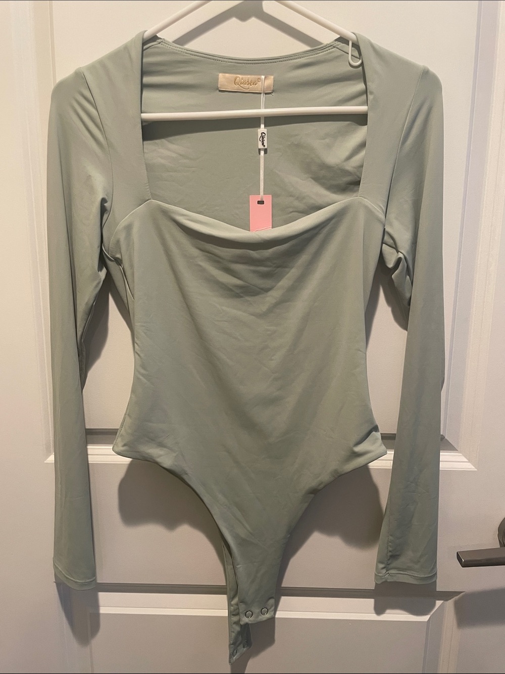 REVOLVE Sage Green Long Sleeve Square Neck Bodysuit